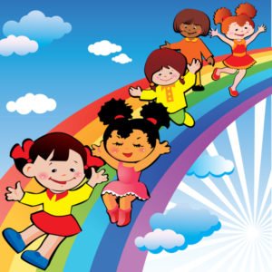 Рисунок дети на радуге 