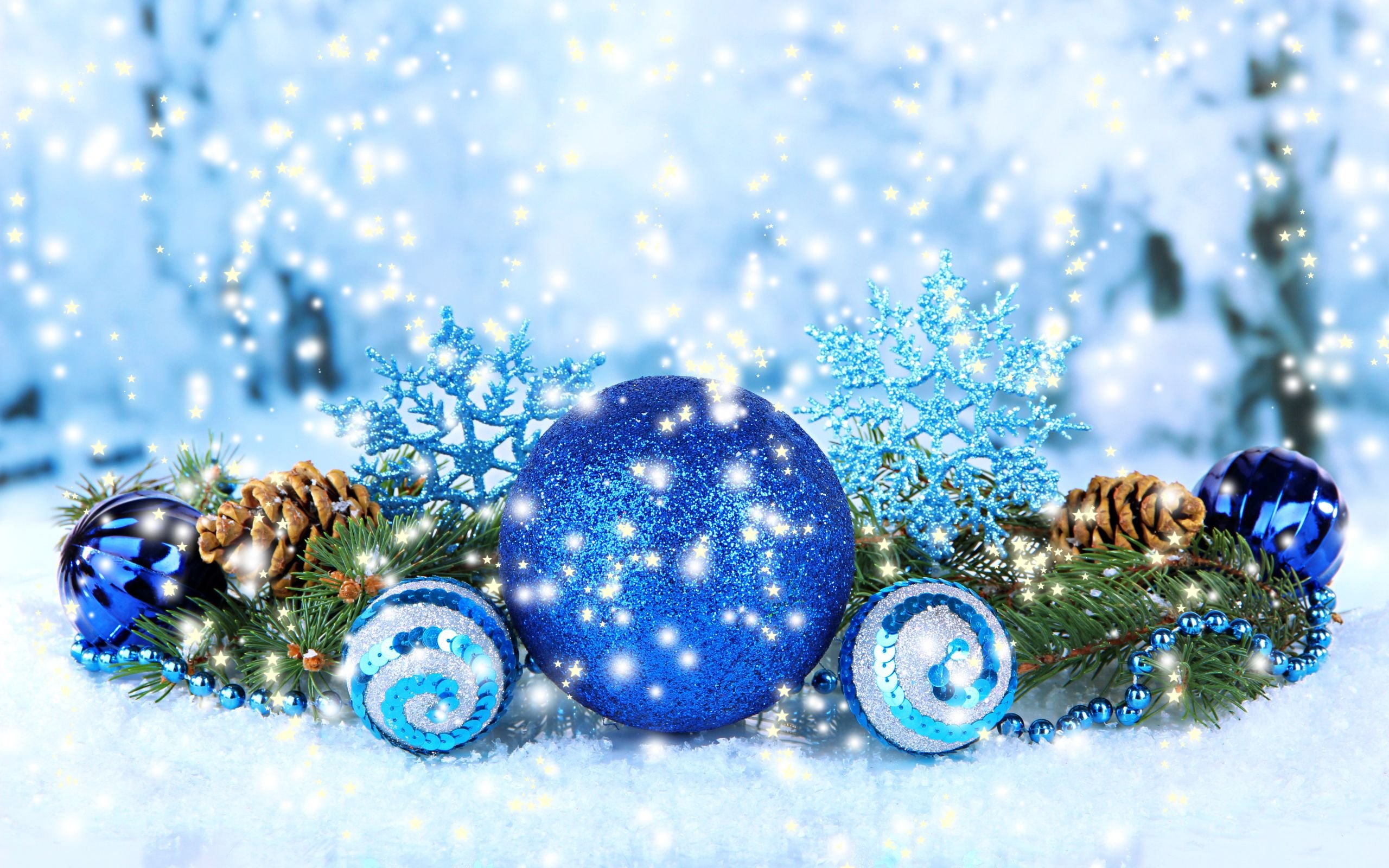новогодний фон картинки шары голубые с пайетками