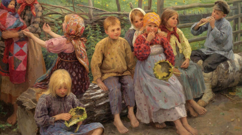 русская старинная картинка игры детей