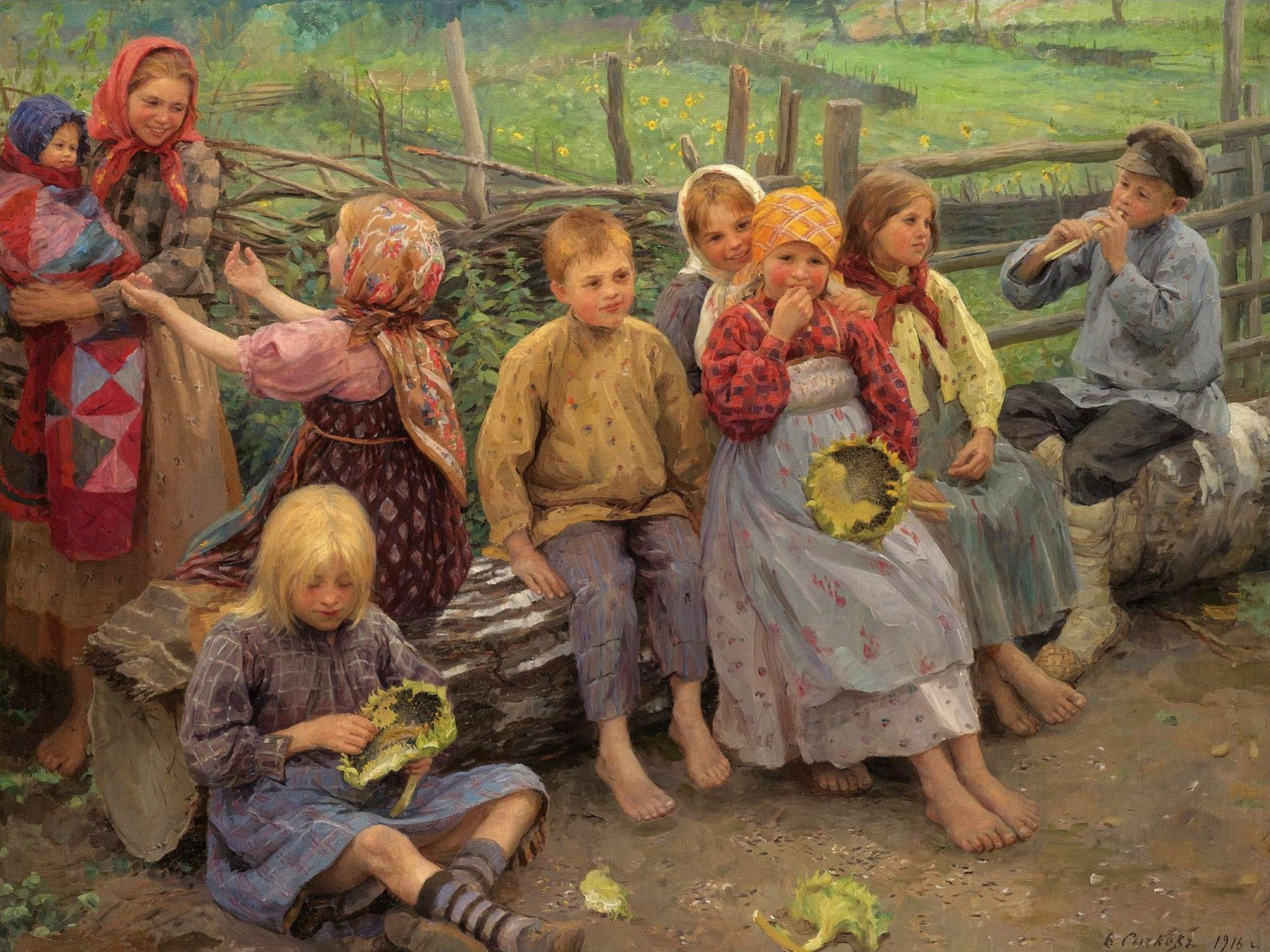 русская старинная картинка игры детей